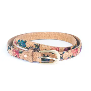 Damengürtel aus Kork mit Blumendruck, Breite 2,5 cm, L- 1016 | Ein 120 cm - #L-1016-A-120