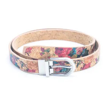 Damengürtel aus Kork mit Blumenmuster und verstellbarer
Schnallenbreite | B-110 cm 