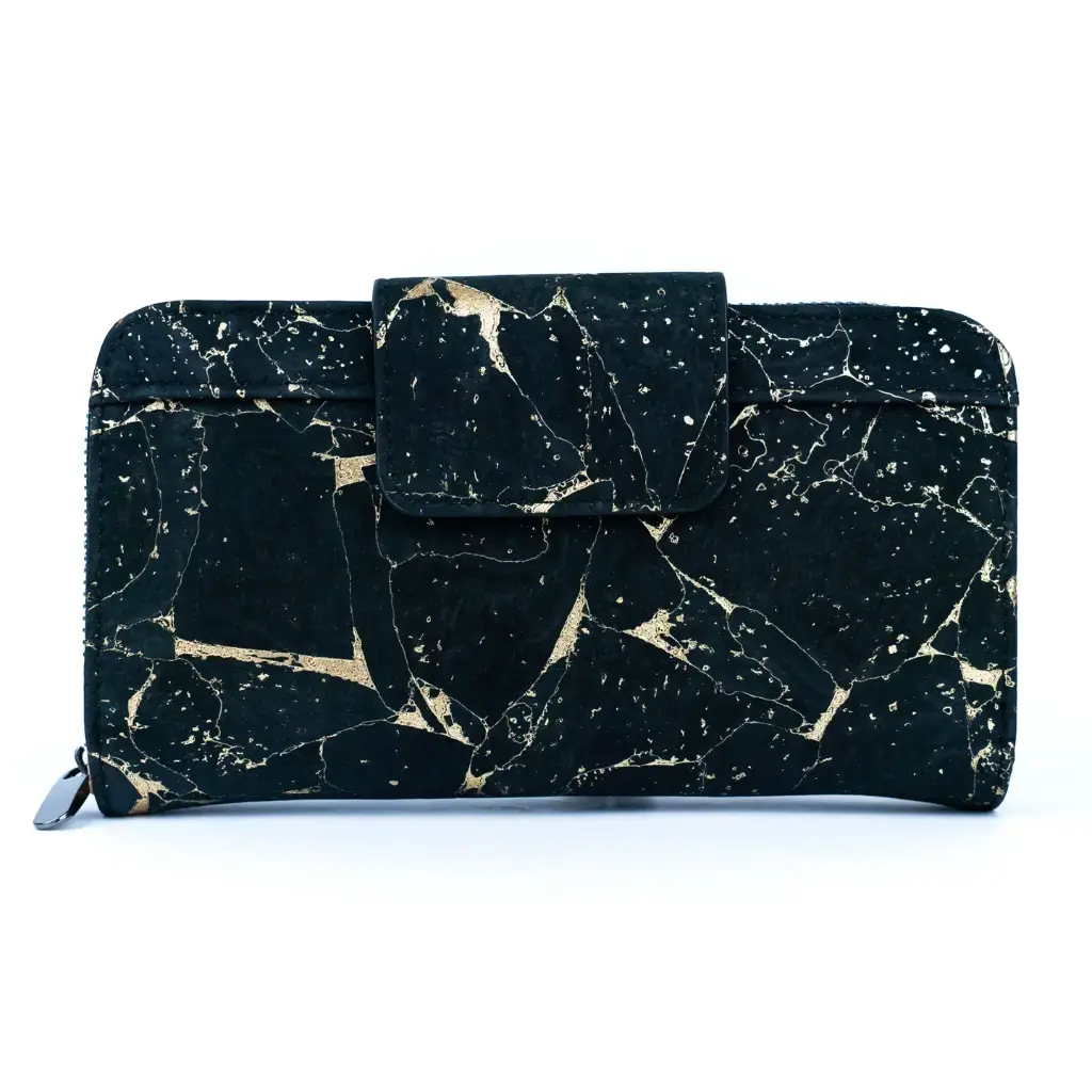 Stilvolle und funktionale Damenbrieftasche Schwarz mit Gold 