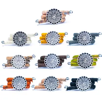 Handgefertigter Damenring mit Blume und Kork