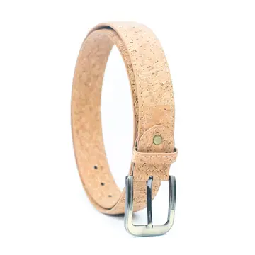 Herrengürtel aus Naturkork, Breite 3,3 cm, mit dickem schwarzem Metall 120 cm