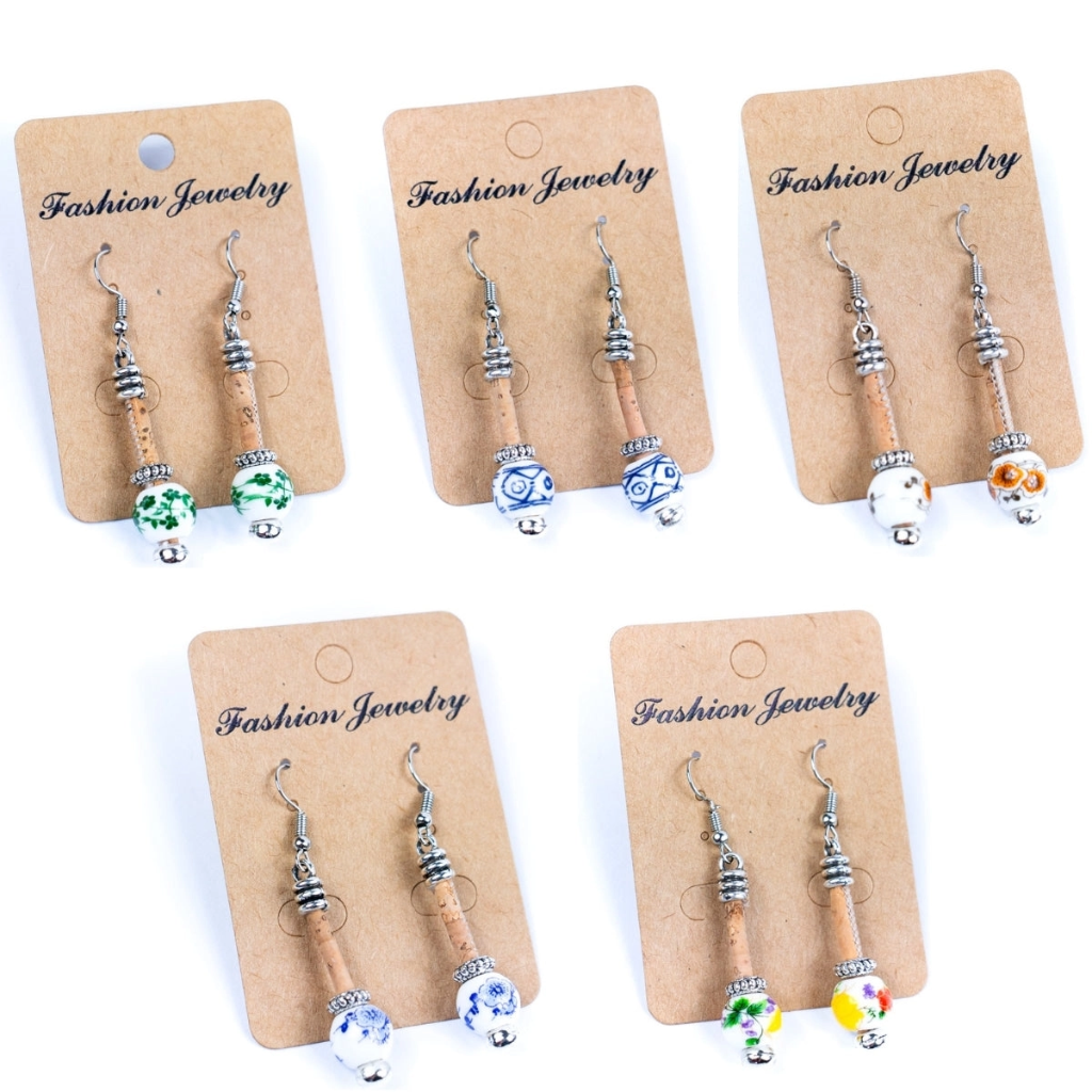 Korkohrring Originelle handgefertigte Damenohrringe-ER- 134-Mix-5 | 5 Einheiten - #ER-134-MIX-5-new