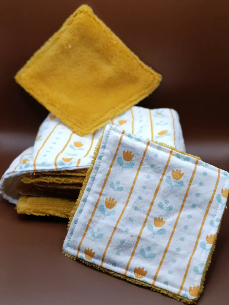 Panier de rangement en coton avec 10 lingettes réutilisables| 2