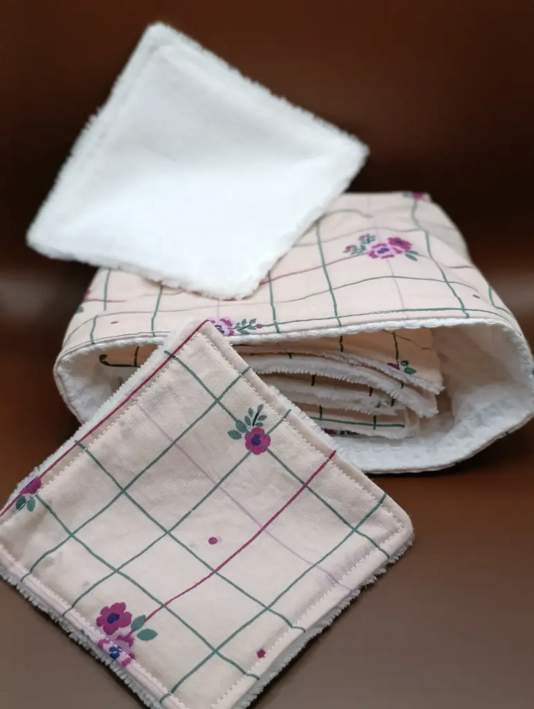 Panier de rangement en coton avec 10 lingettes réutilisables 1