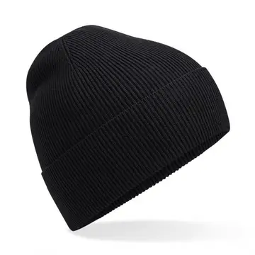 [B51N-black] Beanie Mütze aus zertifizierter Baumwolle | Schwarz 