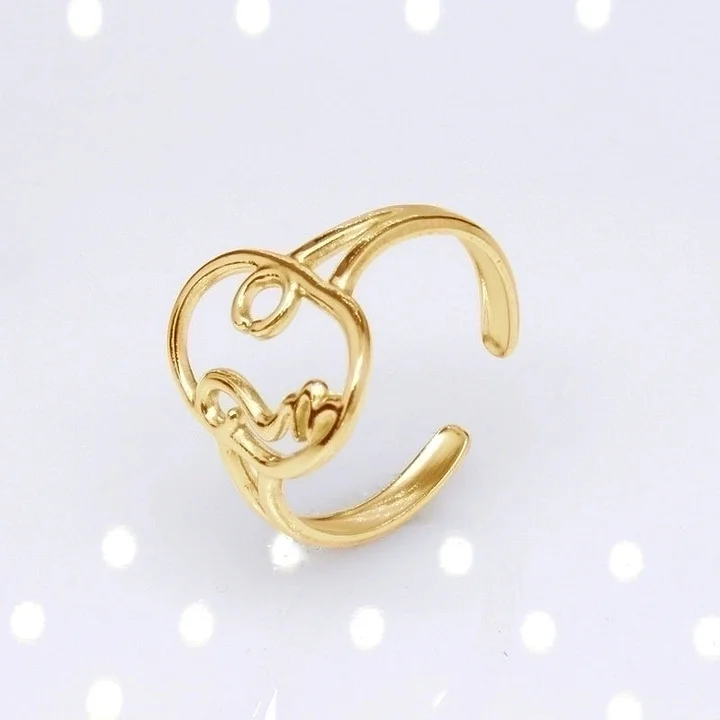 Offener Ring im Retro-Stil mit geometrischer Titanstahlbeschichtung 1
