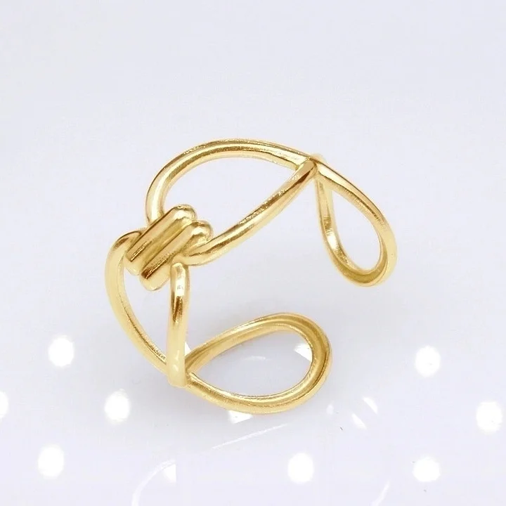 Offener Ring im Retro-Stil mit geometrischer Titanstahlbeschichtung 3