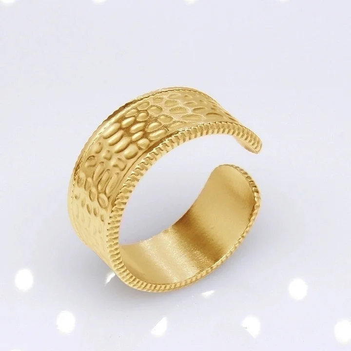 Offener Ring im Retro-Stil mit geometrischer Titanstahlbeschichtung 6