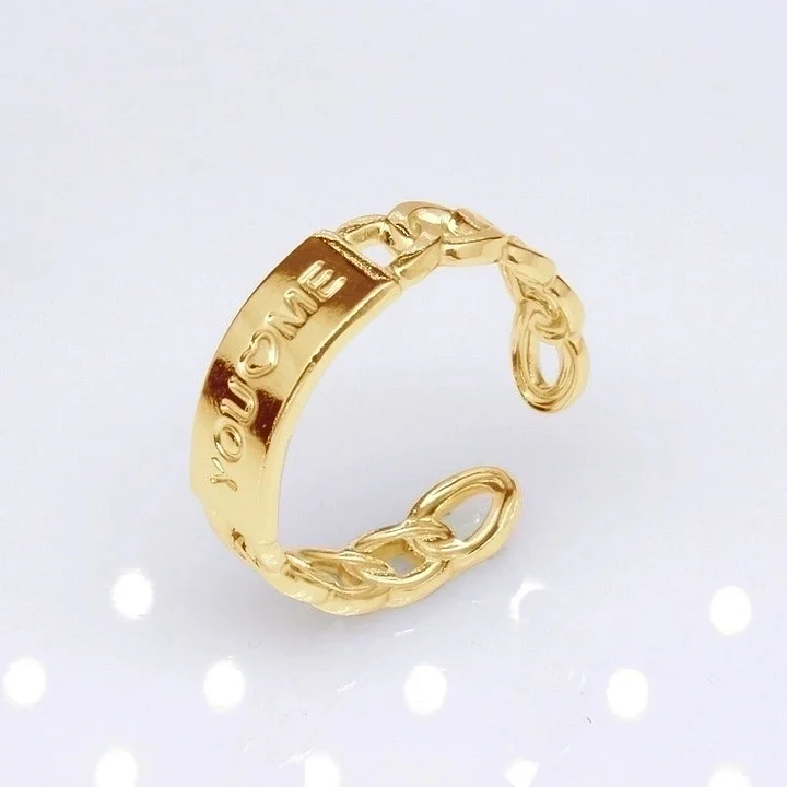 Offener Ring im Retro-Stil mit geometrischer Titanstahlbeschichtung 8