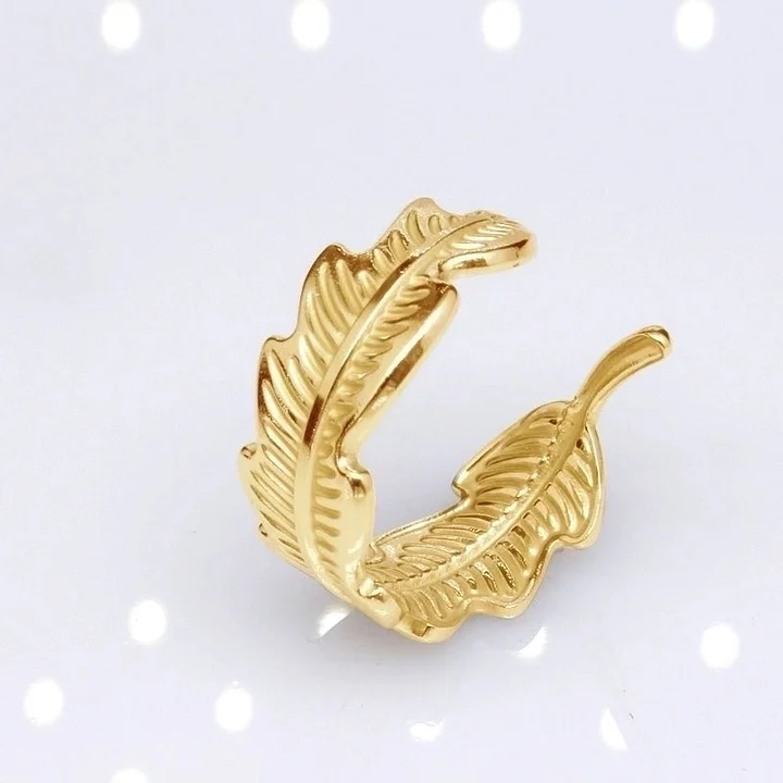 Offener Ring im Retro-Stil mit geometrischer Titanstahlbeschichtung 12