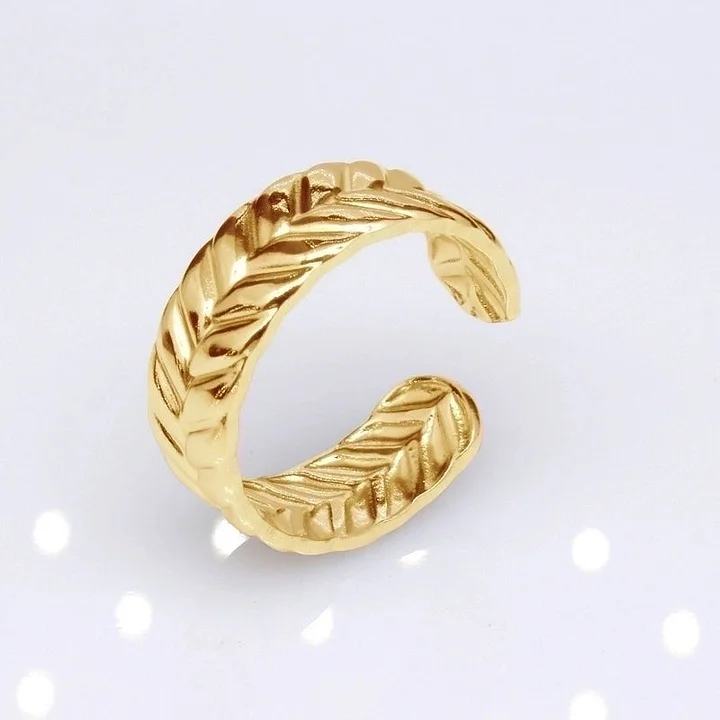 Offener Ring im Retro-Stil mit geometrischer Titanstahlbeschichtung 13