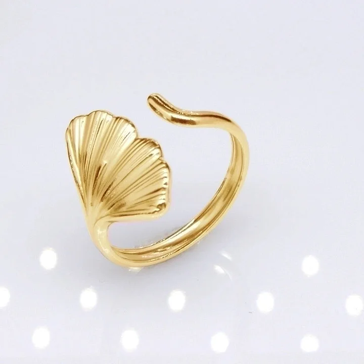 Offener Ring im Retro-Stil mit geometrischer Titanstahlbeschichtung 14