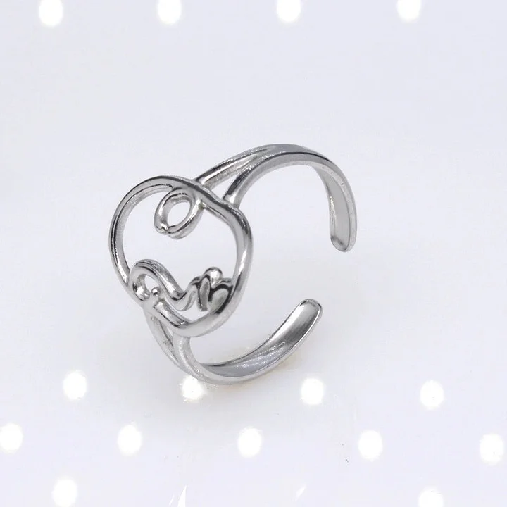 Offener Ring im Retro-Stil mit geometrischer Titanstahlbeschichtung 16