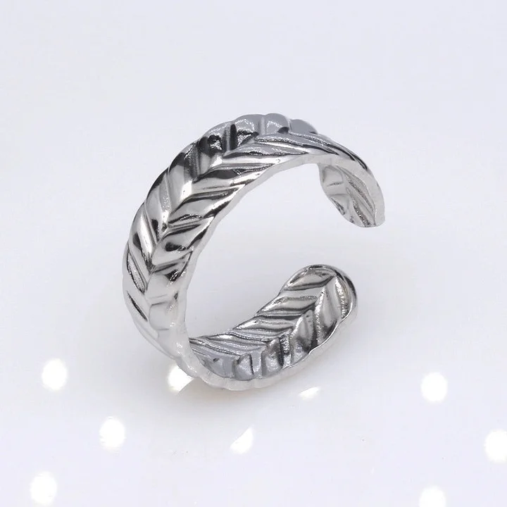 Offener Ring im Retro-Stil mit geometrischer Titanstahlbeschichtung 29