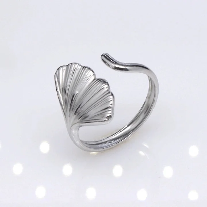 Offener Ring im Retro-Stil mit geometrischer Titanstahlbeschichtung 31