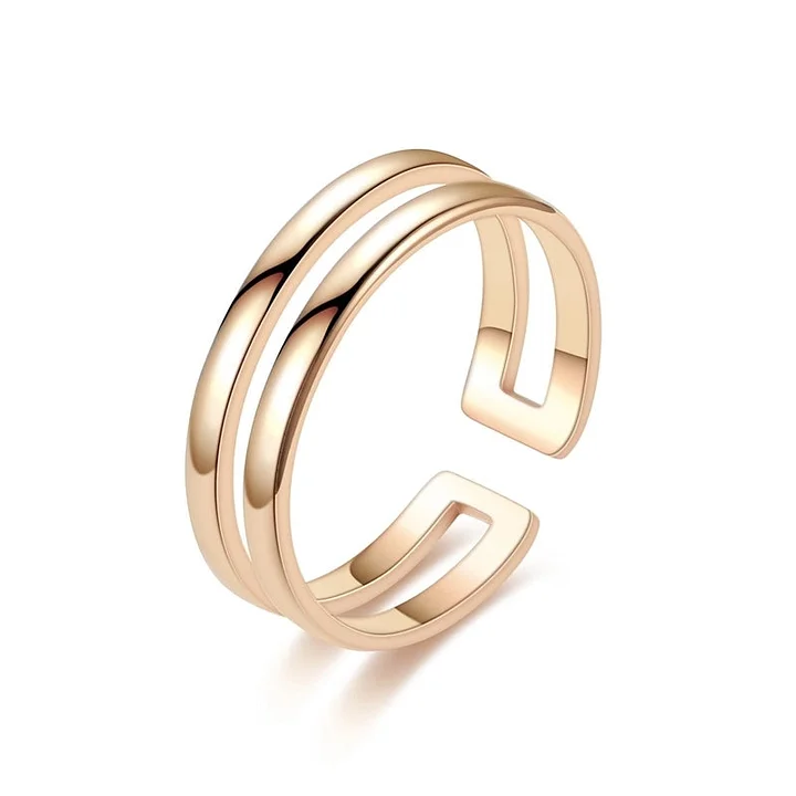 Retro geometrischer Titanstahl 18 Karat vergoldet - DC-Schneidering-8-Roségold / verstellbare Öffnung