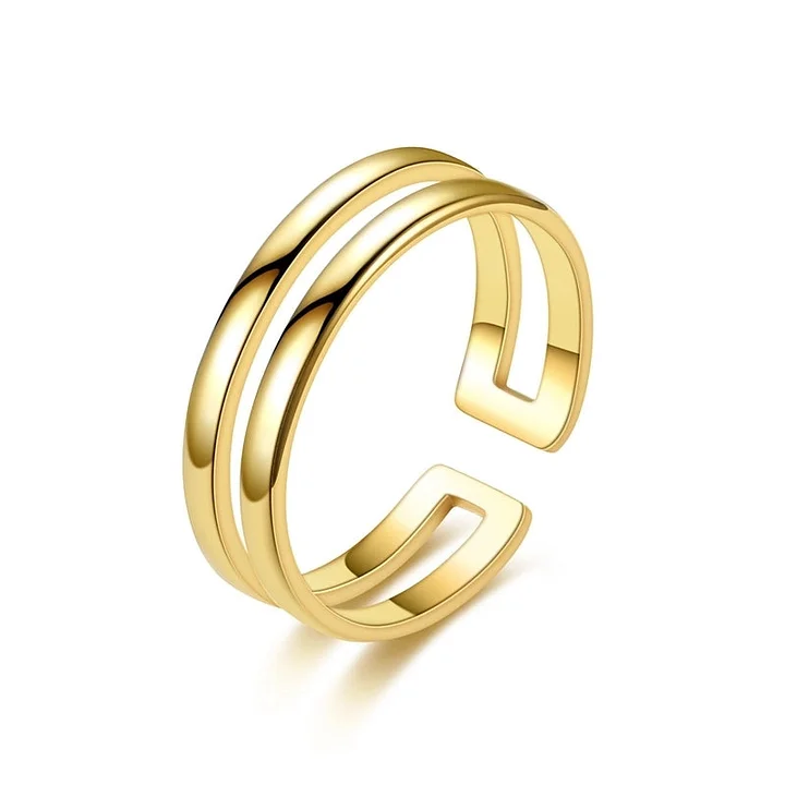 Retro geometrische Titanstahl 18K vergoldet - DC-Schneidering-8-Gold / verstellbare Öffnung