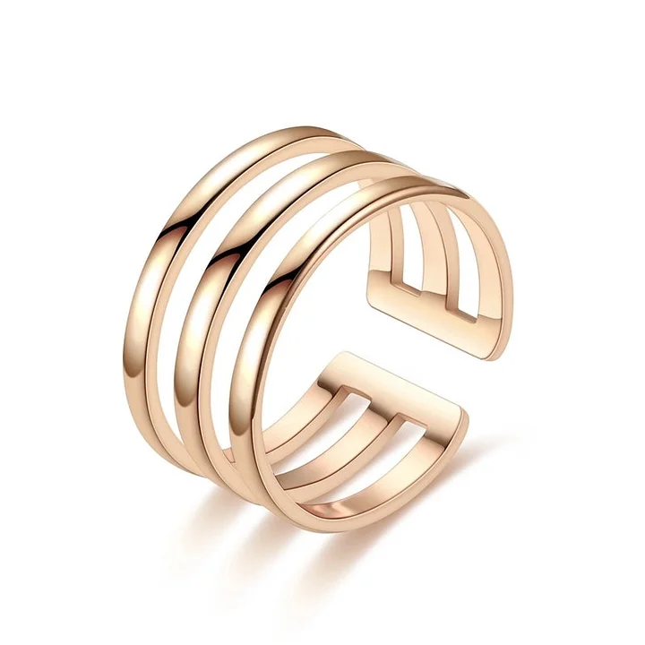 Retro geometrischer Titanstahl 18 Karat vergoldet - DC-Schneidering-4-Roségold / verstellbare Öffnung