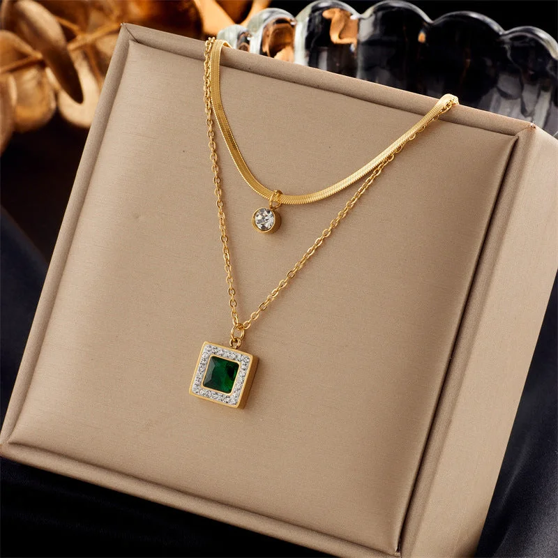 Damen Kette Titan Stahl Galvanik Schmuck Sets - Halskette