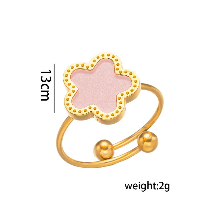 Blumenring aus Titanstahl mit 18 Karat Vergoldung - Pink Shell