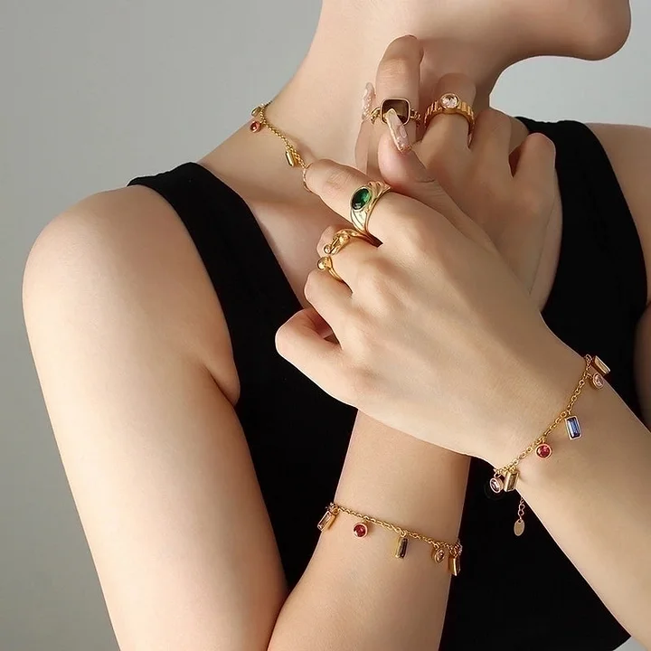 Titanstahl vergoldet Zirkon Armband Gold