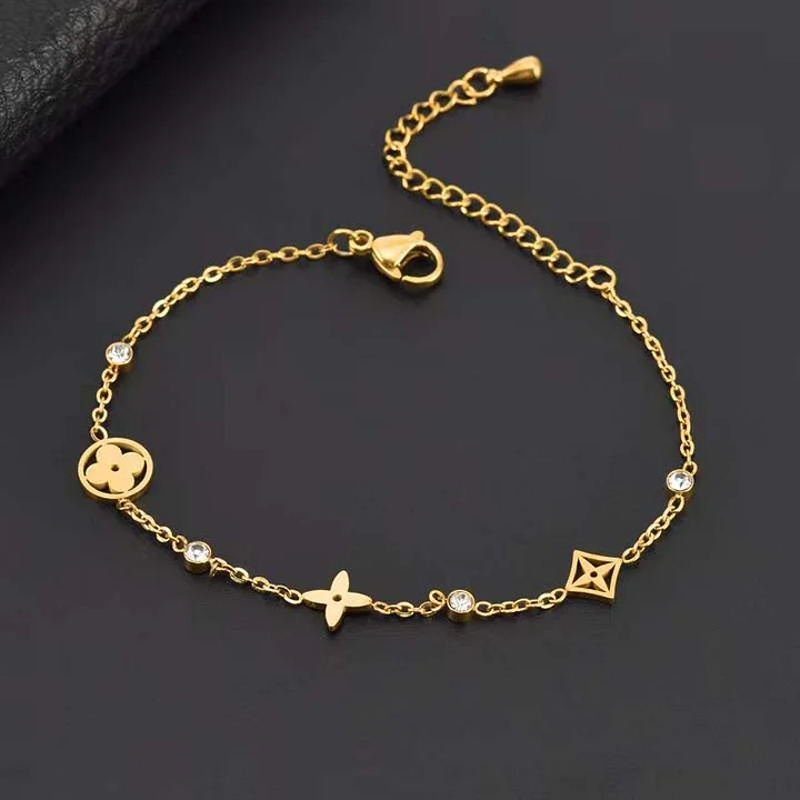 Buchstaben- und Zahlenarmband aus Titanstahl, 18 Karat vergoldet