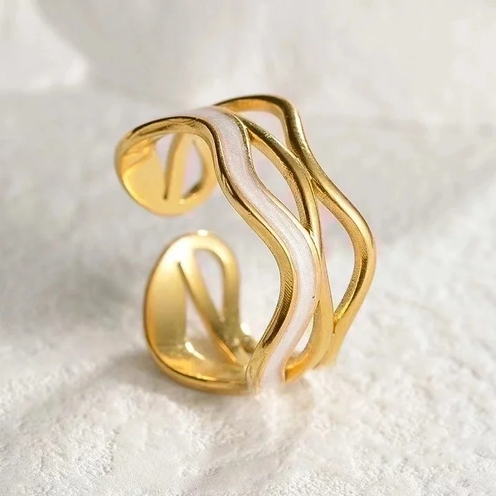[16.310794499999997] Titanstahl Emaille Offene Ringe 