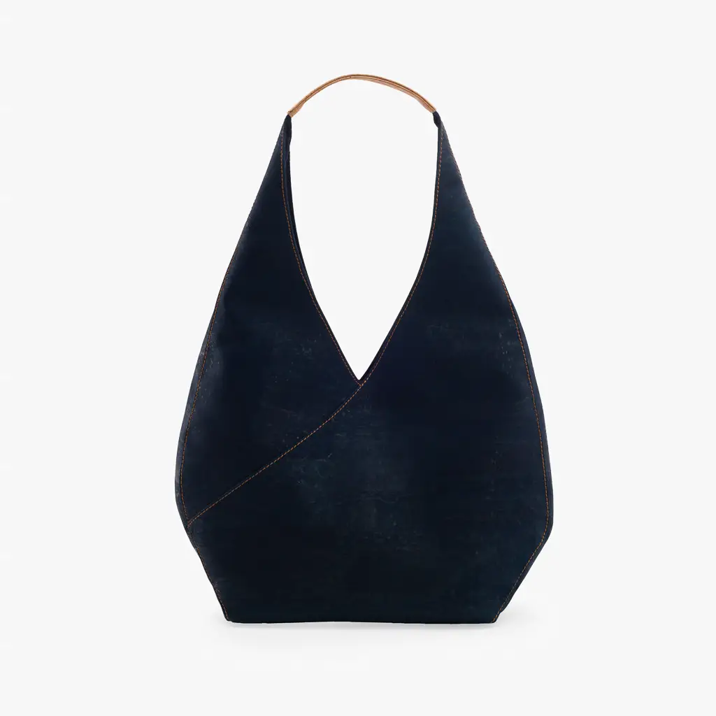 Geometrische Schultertasche aus Naturkork (Blau)