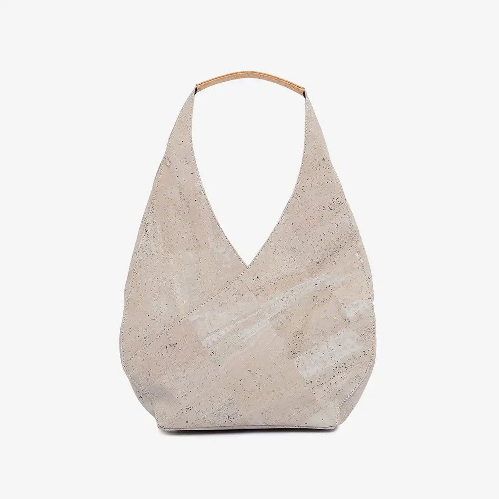 Geometrische Schultertasche aus Naturkork (grau)