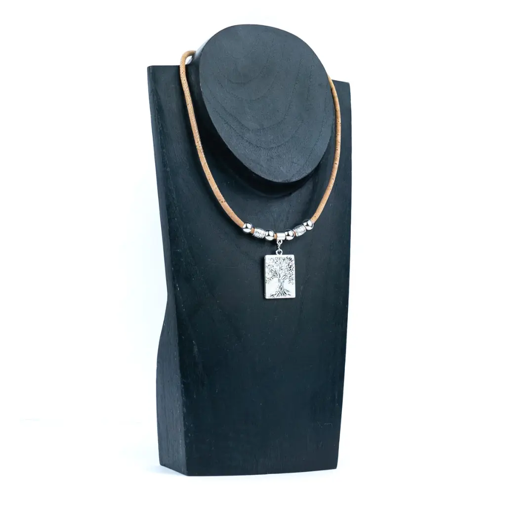 Collier en liège naturel avec pendentif arbre
