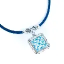 collier artisanal en corde de liège bleue