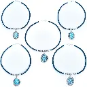 Collier artisanal pour femme en liège bleu foncé avec pendentif carreau portugais