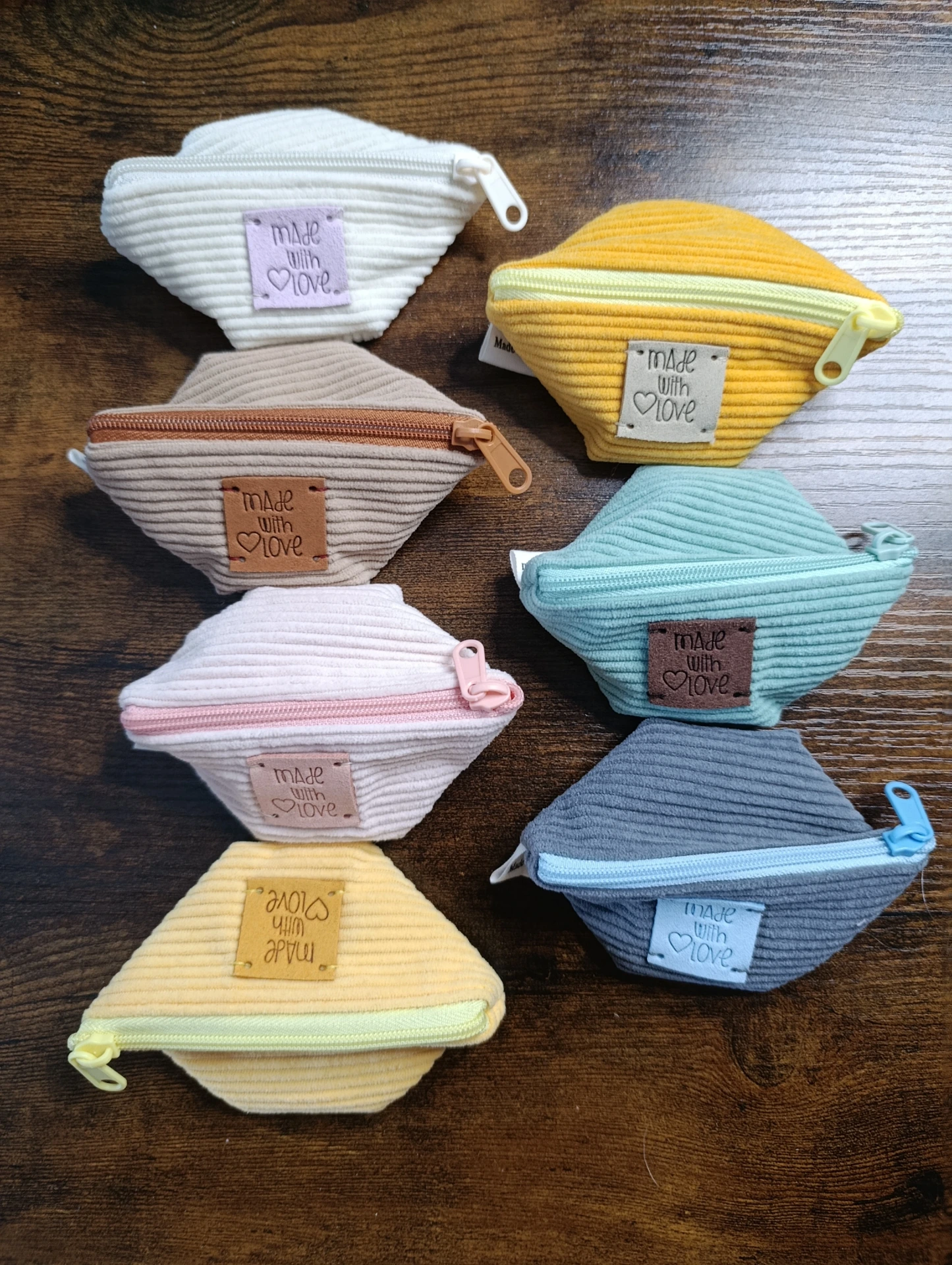 Mini porte-monnaie en velours côtelé (Jaune)