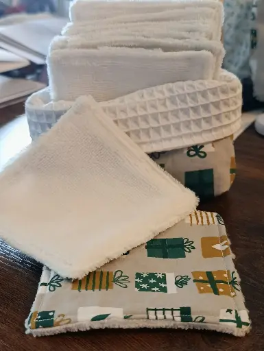 Aufbewahrungskorb aus Baumwolle mit 10 wiederwendbaren Tüchern | 12