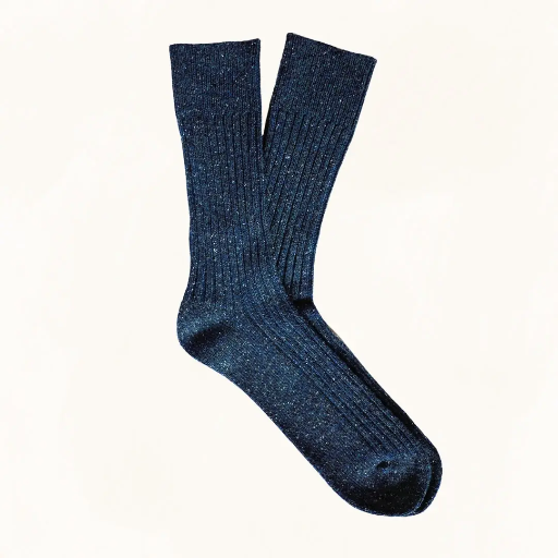 [KLWMNDSSCKNVY] KLUE DUST STAR-Socken aus Seide und Wolle | Navy |36-40 - 